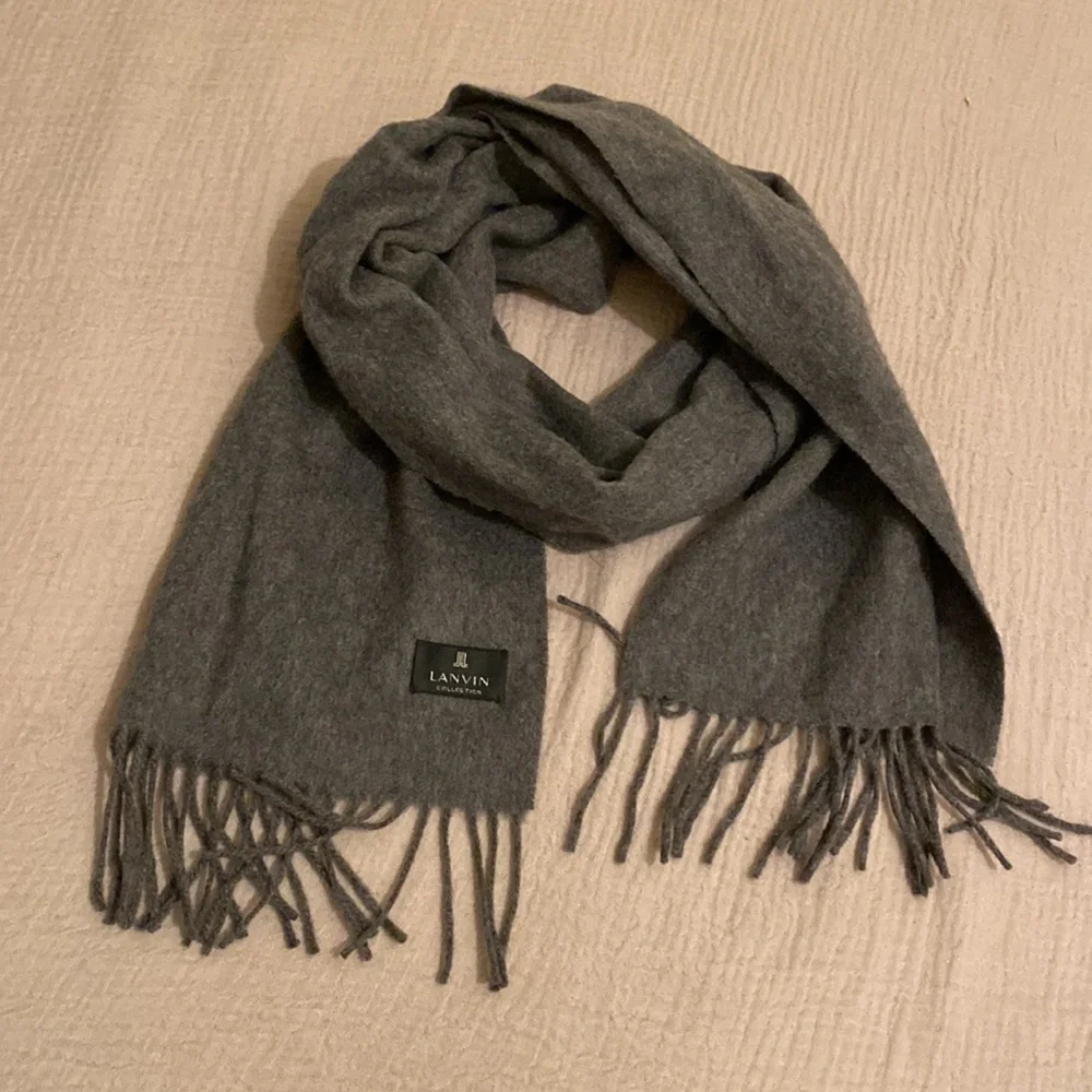 Lanvin Cashmere Charcoal Wool Men's Scarf